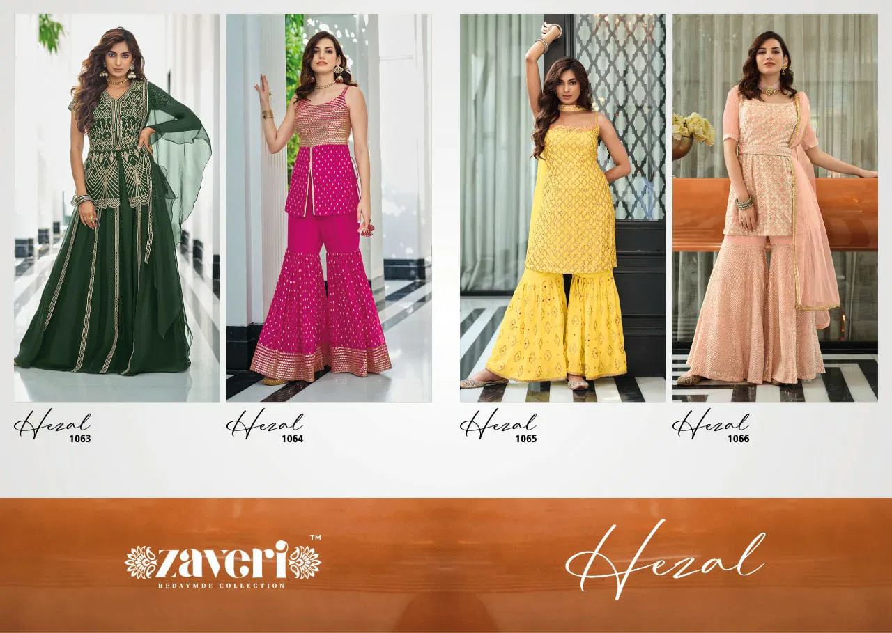 Zaveri Hezal New Heavy Georgette Festive Wear Designer Ready Made Suit Collection